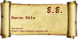 Baron Béla névjegykártya